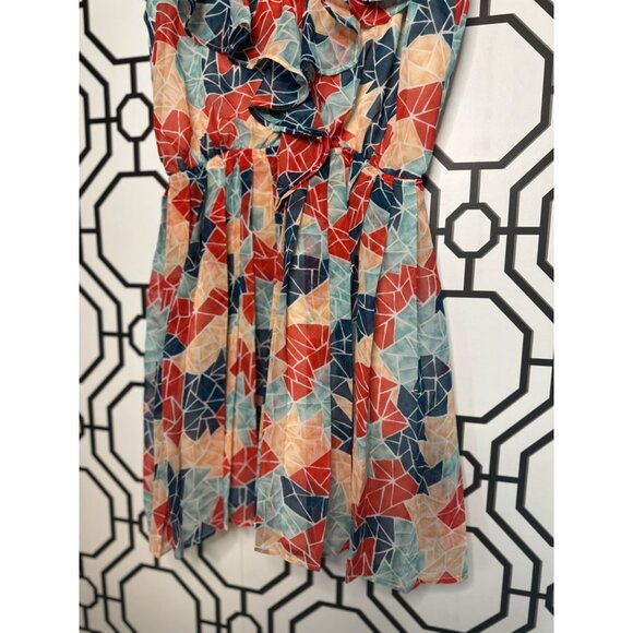 BCBG Generation Ladies Spaghetti Strap Flowy Flare Geometric Mini Dress SZ XXS - Picture 5 of 9